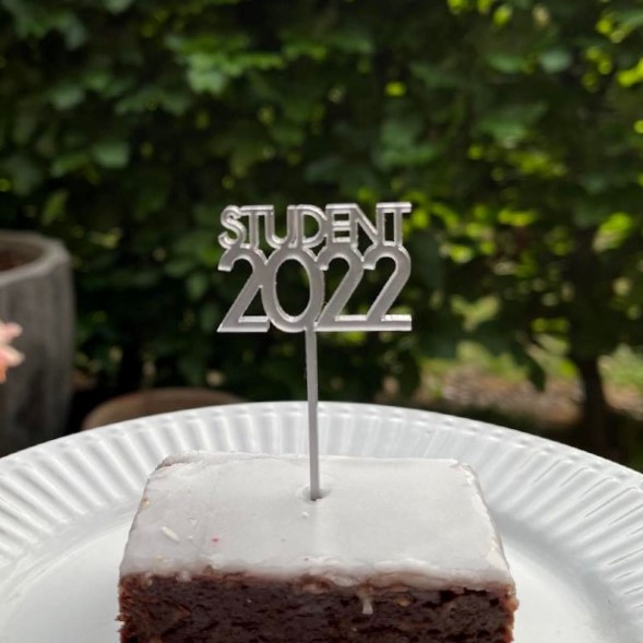 Caketoppers STUDENT 2022 grå frosted akryl