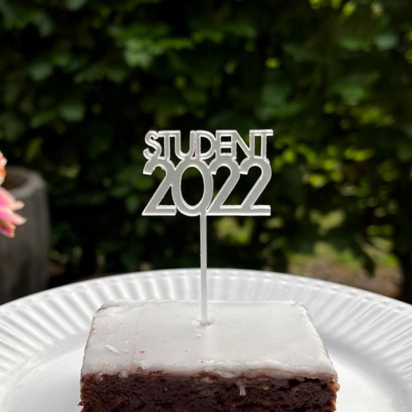 Caketoppers STUDENT 2022 hvid frosted akryl
