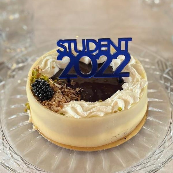 Caketoppers 10 cm STUDENT 2022 frosted blå