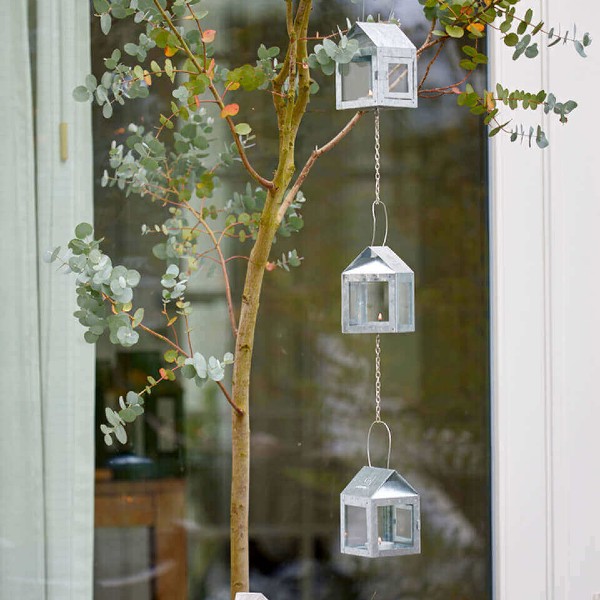 3 stk galvaniserede hænge lanterner A2living 40081_1