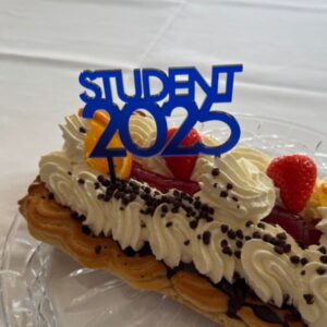 Caketopper blå frostet akryl student 15 cm STUDENT 2025 | Caketoppers 15 cm