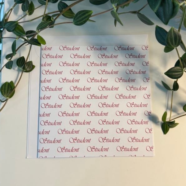 KORT TIL STUDENTEN | rød tekst