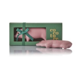 Marcipangris pink i grøn æske fra cocoture