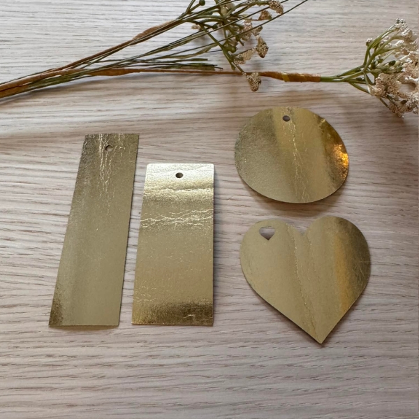 Bordkort DIY læderpapir 4 modeller guld