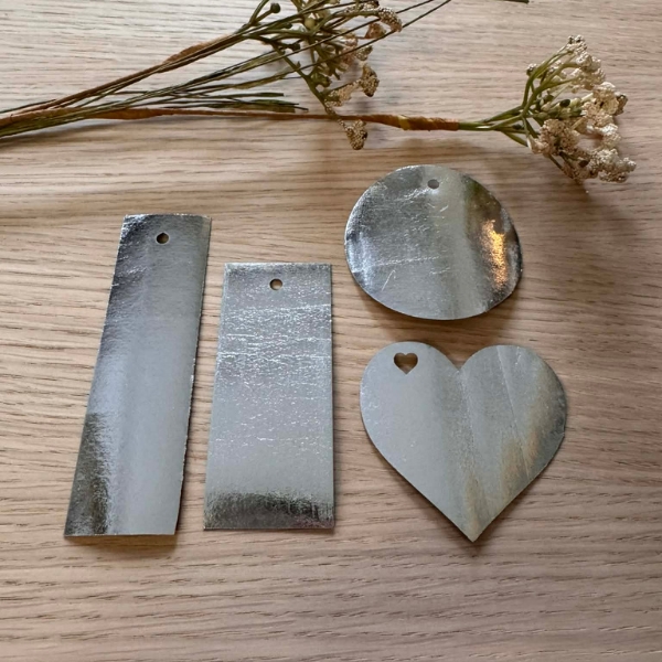 Bordkort DIY læderpapir 4 modeller sølv