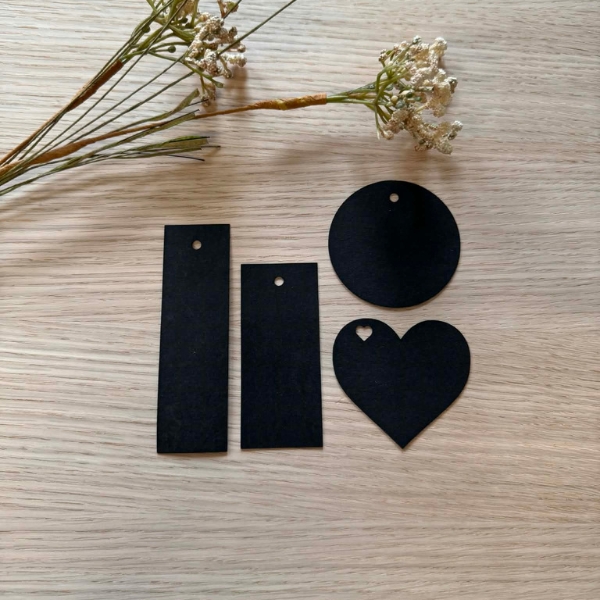 Bordkort DIY læderpapir 4 modeller sort